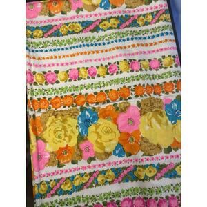 Vtg THC Hawaiian Textiles Fabric Flowers 60s 70s Yellow Pink Neon Bright 45x84